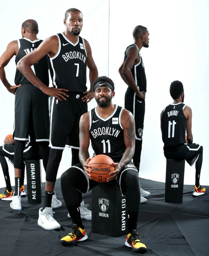 kyrie irving and kevin durant, pictures of basketball players, wearing brooklyn nets uniforms