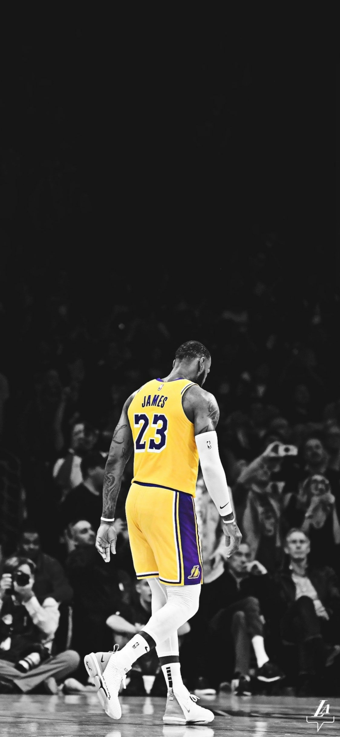 lebron james, wearing los angeles lakers uniform, black and white background, best basketball wallpapers