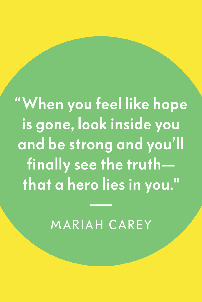 mariah carey quote from the son hero, quotes about getting through tough times, turquoise and yellow background