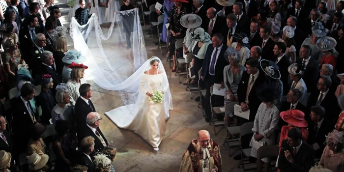 meghan markle walking down the aisle, wedding ceremony songs, photographed from above