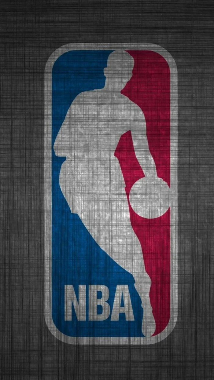 the nba logo, red and blue, grey background, basketball wallpaper