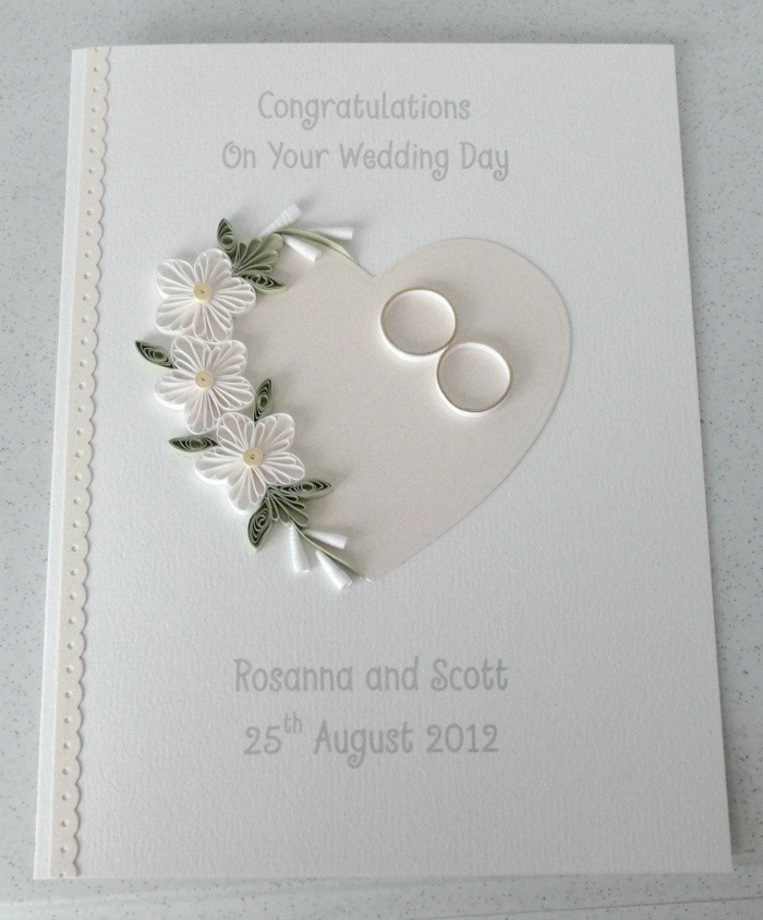 funny wedding wishes, minimalist wedding card, white flowers and two rings, personalised card