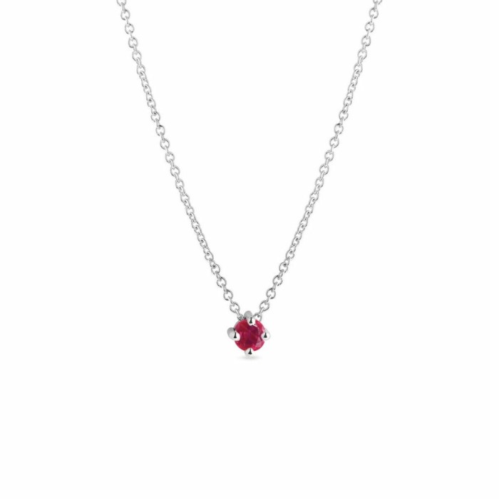 silver necklace with ruby crystal, anniversary gifts for parents, white background