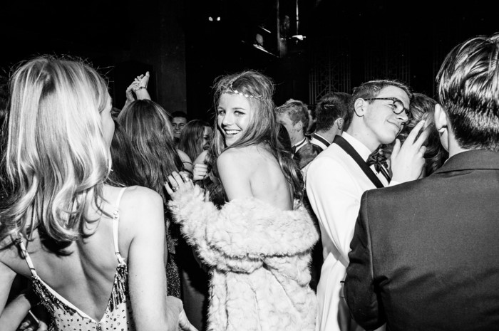 black and white photo, male and female teenagers dancing, 18th birthday ideas for boys, 20s themed party