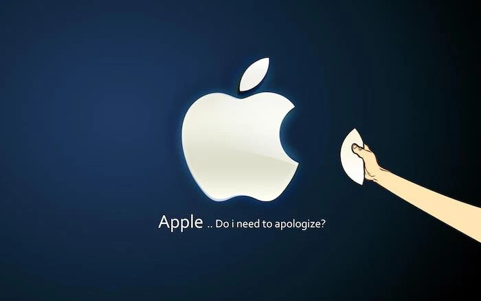 apple do i need to apologise written underneath the logo funny wallpapers dark blue background