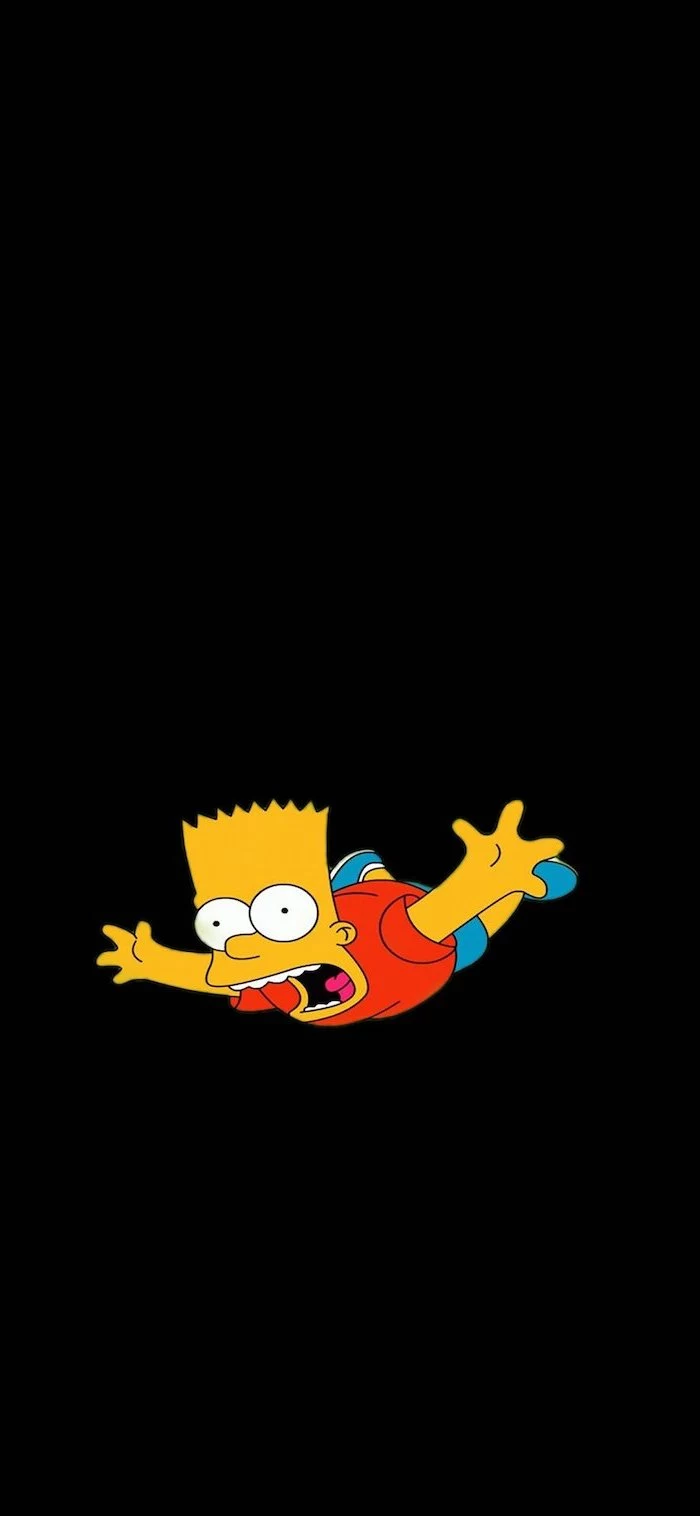 bart simpson falling down with his mouth open cute funny wallpapers black background