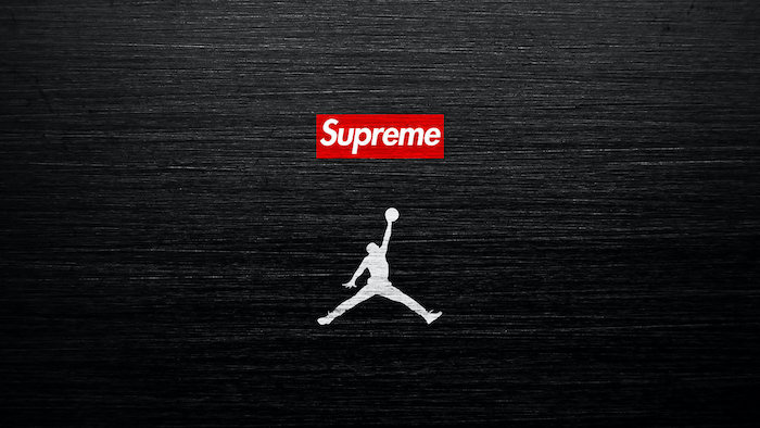 black background cool supreme wallpapers air jordan logo in white supreme logo in red and white