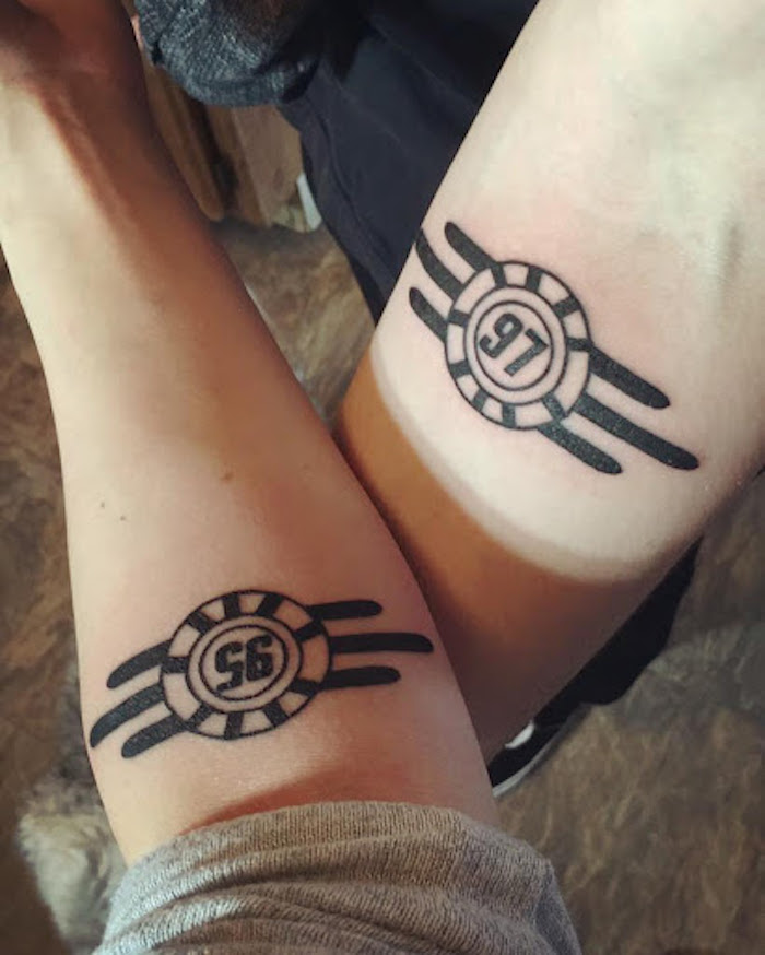 casino chips with years each sibling was born brother sister matching tattoos forearm tattoos