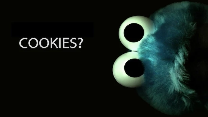 cookies and question mark written in white on black background cool desktop backgrounds cookie monster on the side