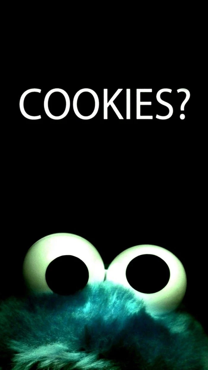 cookies with question mark written in white on black background cute pictures for wallpaper above a photo of cookie monster