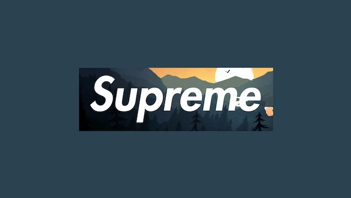 dark blue background cool wallpapers supreme logo with cartoon mountain landscape with large sun
