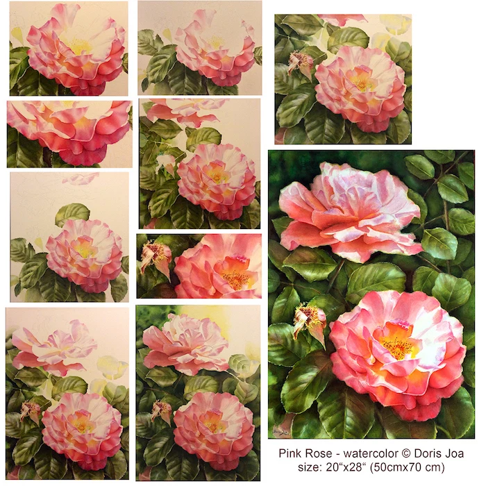 easy paintings for beginners, step by step diy tutorial, how to draw two pink roses, green leaves around them