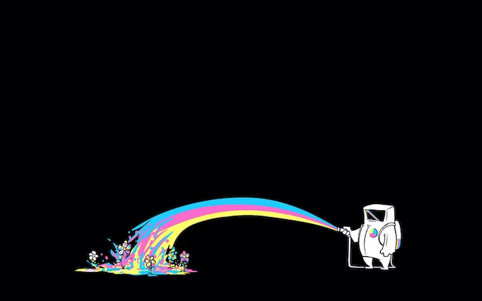 drawing of astronaut holding a hose cool desktop wallpapers water in rainbow colors watering flowers