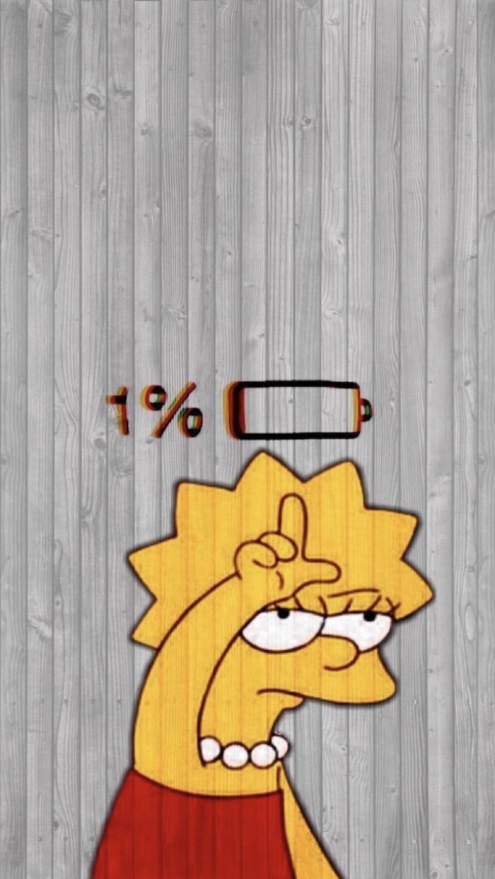 drawing of lisa simpson l on her forehead funny computer backgrounds drawing of battery at one percent