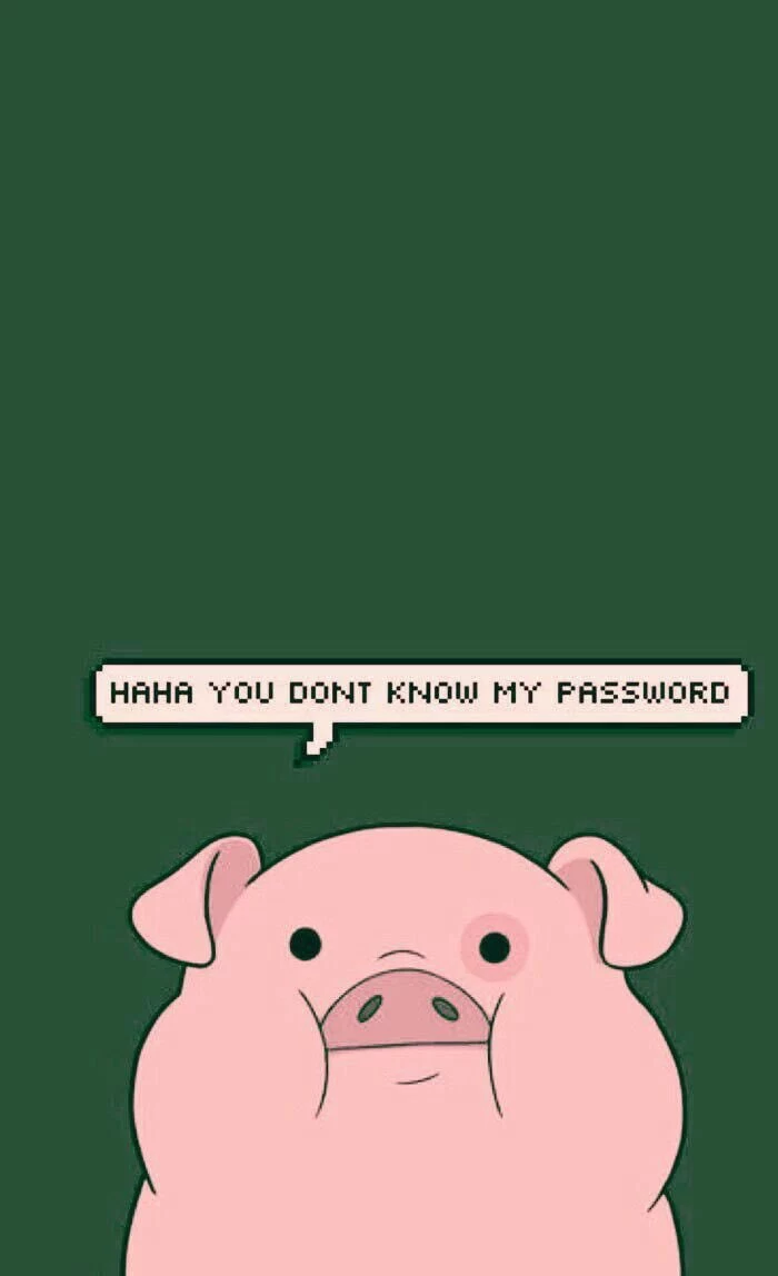 haha you dont know my password funny wallpapers for phones written over a drawing of a pig on green background
