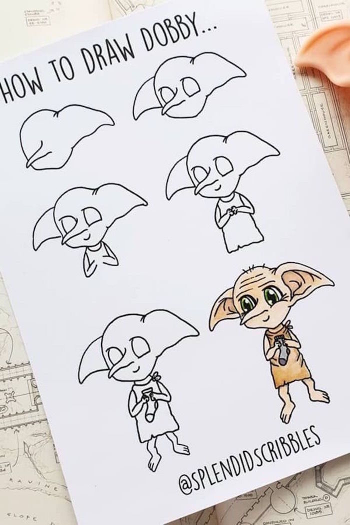 Featured image of post How To Draw Dobby Draw So Cute Many people have asked me to make a video about the doodle characters cartoons monsters i draw