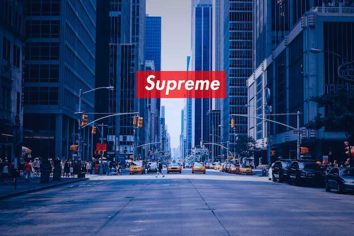 photo of a street in new york city supreme wallpaper iphone supreme logo in red and white at the center