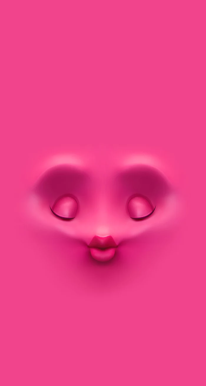 pink background cool computer wallpapers cartoon face with closed eyes kissing lips