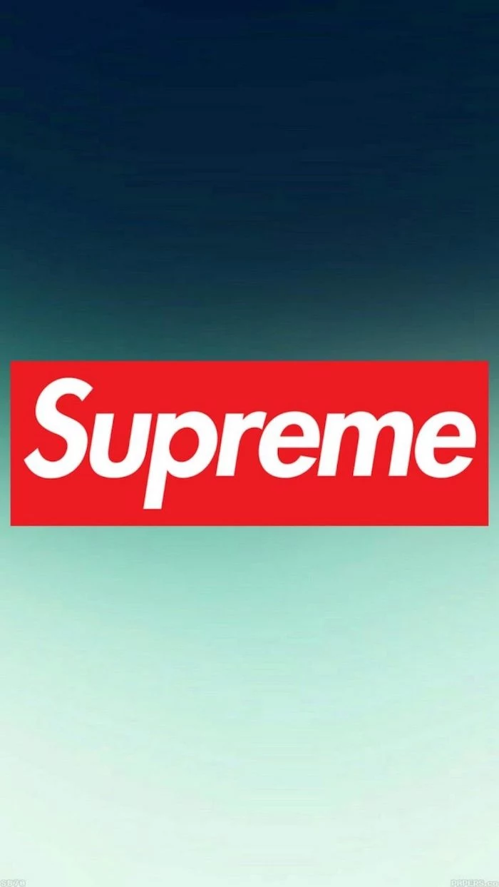 red and white supreme logo at the center black supreme wallpaper ombre blue and turquoise background