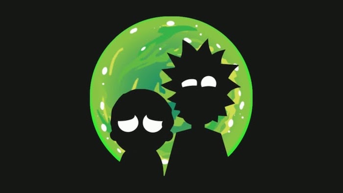 rick and morty black shadow outlines funny desktop backgrounds black and green background