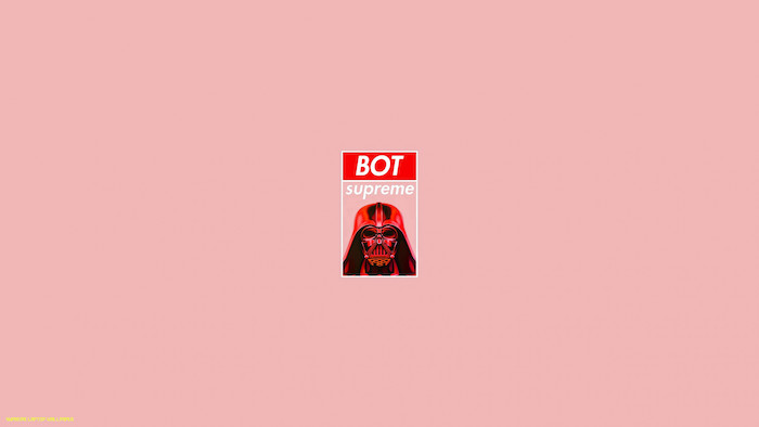 small cartoon of darth vader at the center cool wallpapers supreme bot supreme written above it pink background