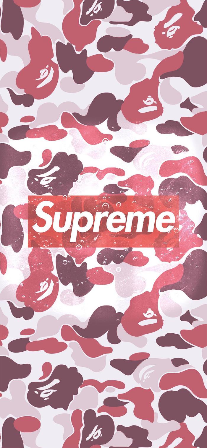 supreme logo in red and white camouflage background supreme logo wallpaper red purple pink and white