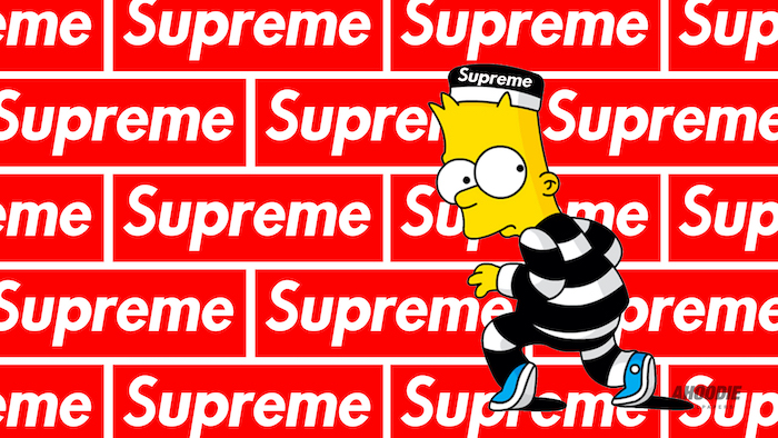 supreme logos in the background supreme wallpaper iphone cartoon of bart simpson wearing jail clothes