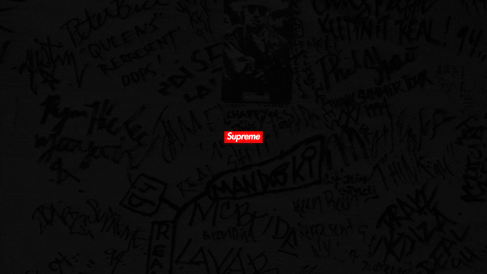 supreme louis vuitton wallpaper dark black background with words written on it supreme logo in red and white at the center