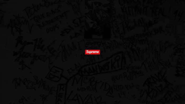 supreme louis vuitton wallpaper dark black background with words written on it supreme logo in red and white at the center