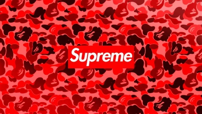 supreme wallpaper iphone logo in red and white camouflage background in shades of red and black