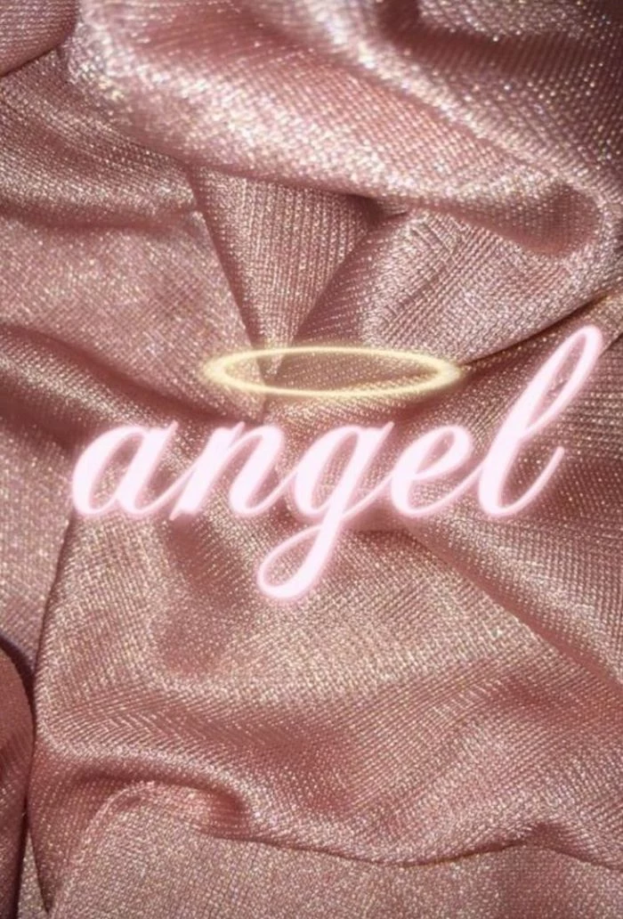 angel written in pink pretty iphone wallpaper rose gold sparkly fabric in the background