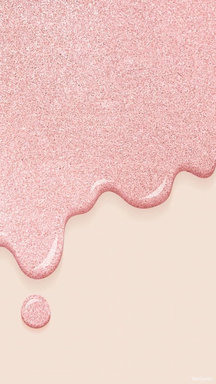 beautiful iphone wallpaper rose gold aesthetic pink glittery nail polish dripping on light yellow background