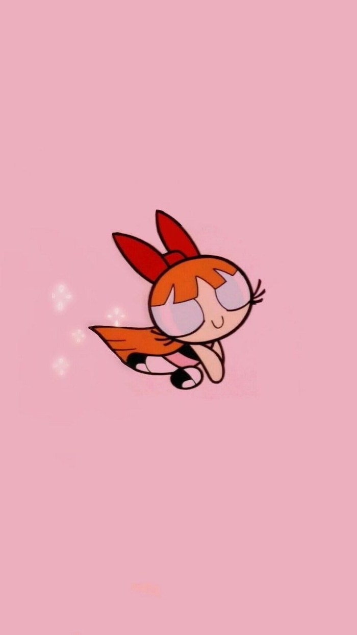 blossom from the powerpuff girls in the middle nature iphone wallpaper pink background