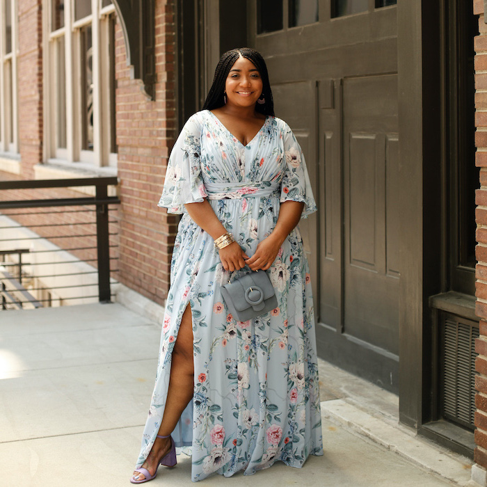 light blue dress with white flowers