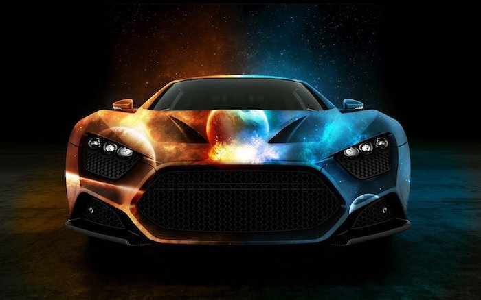 digital drawing of car galaxy on it in orange and blue cool wallpapers for boys background in blue black and orange