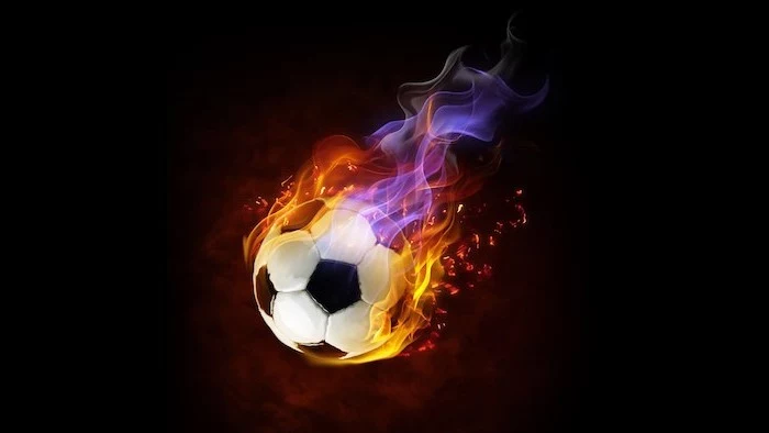 digital drawing of football on fire with orange and purple flames cool phone wallpapers