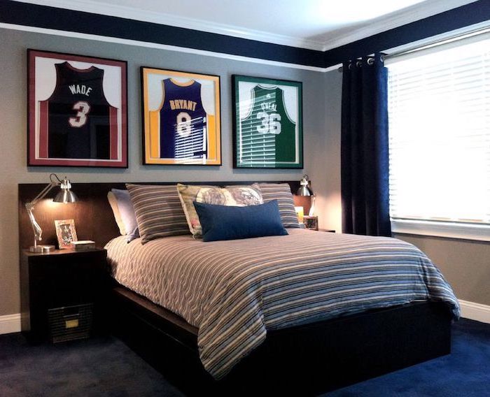 dwyane wade miami heat kobe bryant lakers shaquille oneal celtics framed jerseys above the bed teen boy room ideas