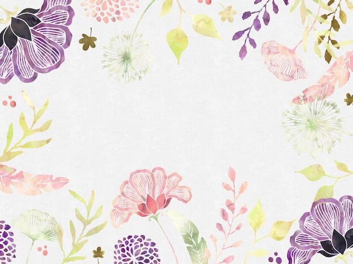 flower background images white background with drawings of purple orange pink flowers