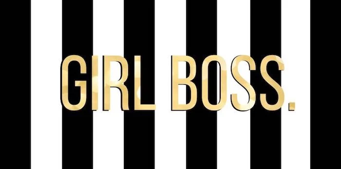 girl boss written with gold letters cool wallpapers for girls black and white striped background