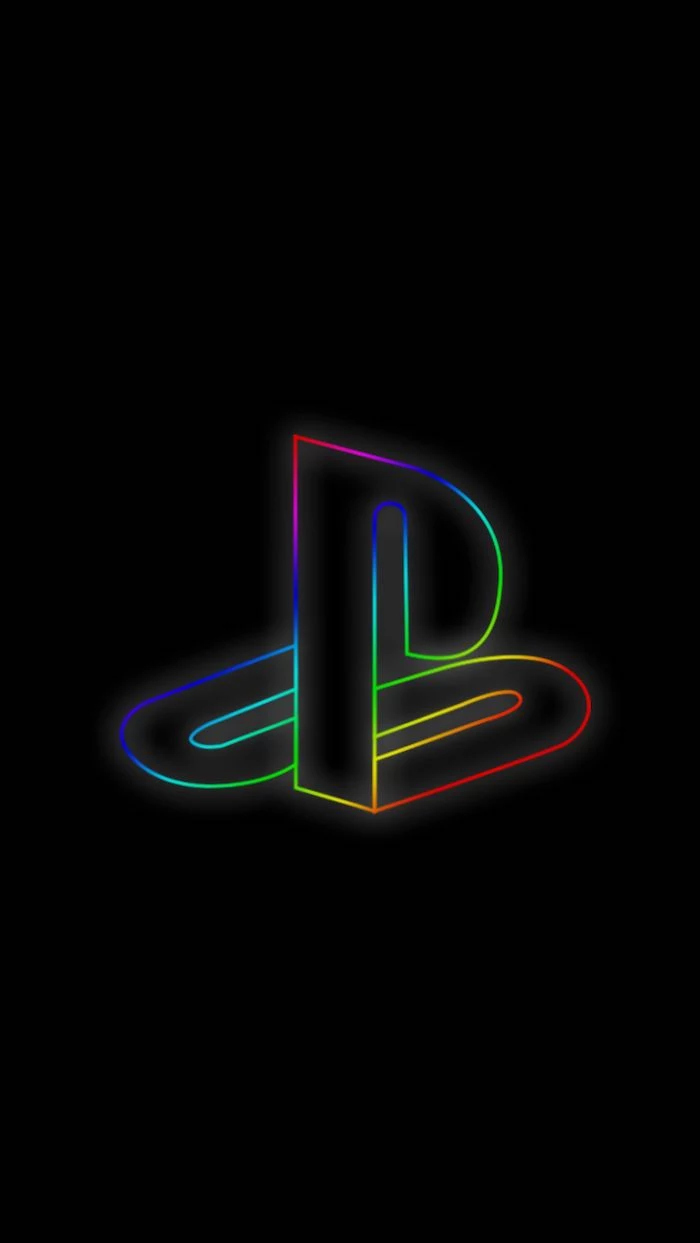 neon playstation logo in the middle of black background trendy backgrounds