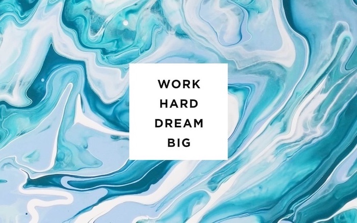 blue gray and white marble background high resolution desktop wallpaper work hard dream big written in black