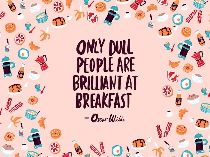 breakfast items drawn on pink background desktop backgrounds for windows 10 only dull people are brilliant at breakfast oscar wilde quote