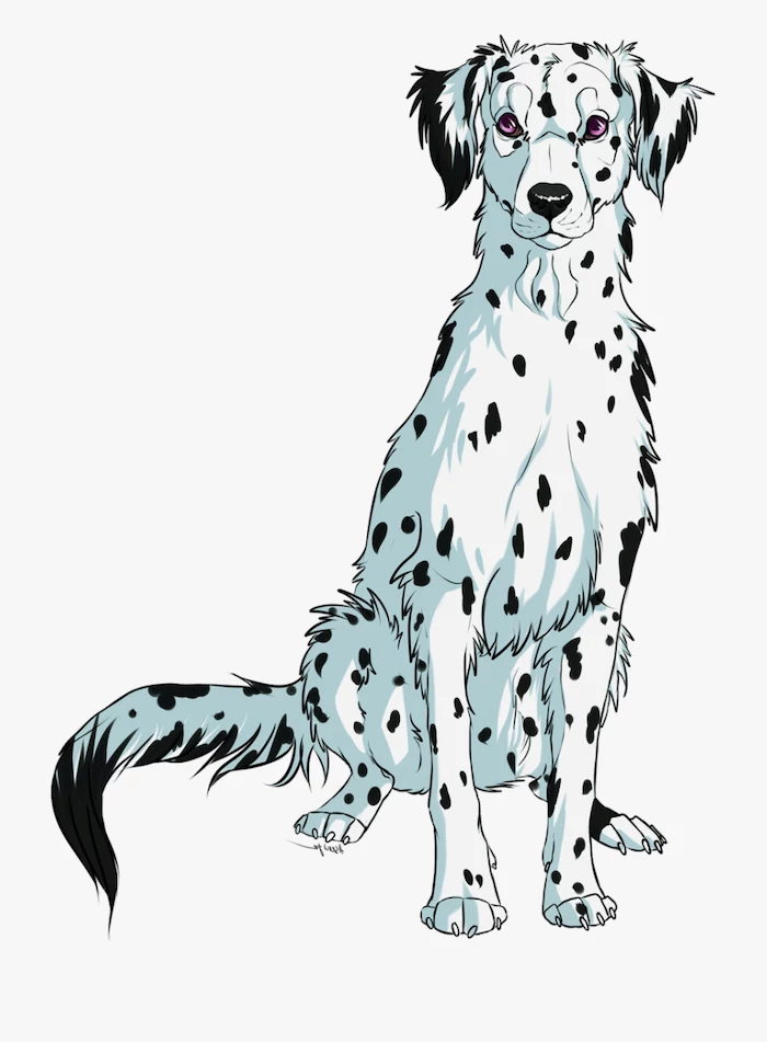 dalmatian digital drawing cute animal drawings easy white dog with black spots drawn on white background