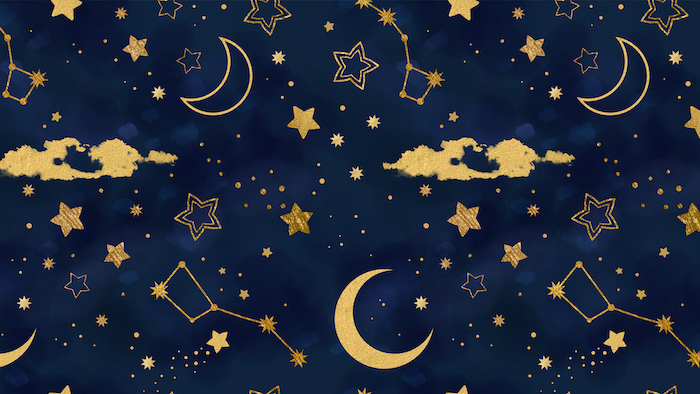 desktop backgrounds dark blue sky with moons stars constellations drawn on it in gold