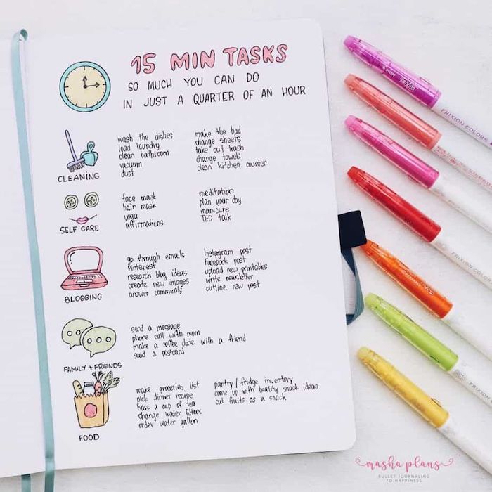 fifteen minute tasks so much you can do in just a quarter of an hour bullet journal monthly spread
