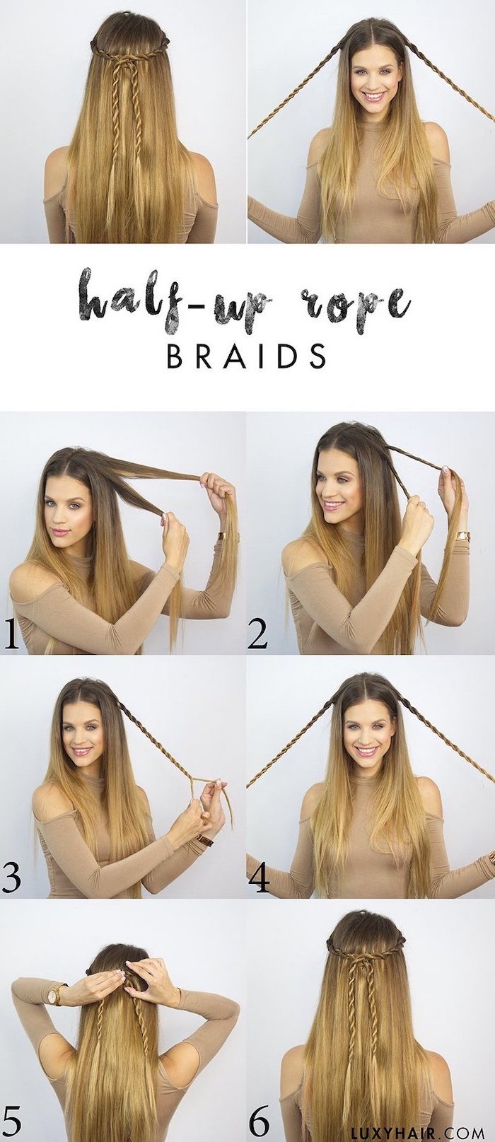 half up rope braids on woman with blonde hair hairstyles for teenage girls step by step diy tutorial