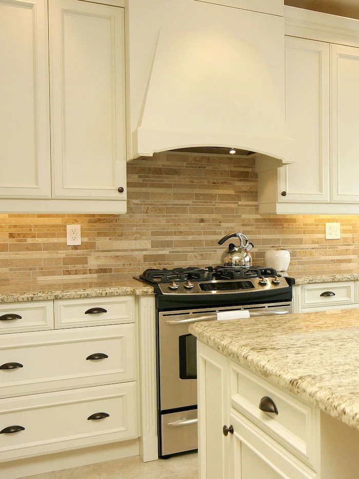 white cabinets with granite countertops kitchen island kitchen tile backsplash ideas tiles in beige for backsplash