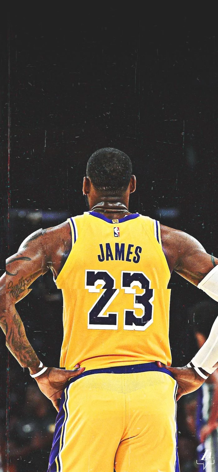 back of lebron on the court wearing lakers uniform best basketball wallpapers white arm sleeve