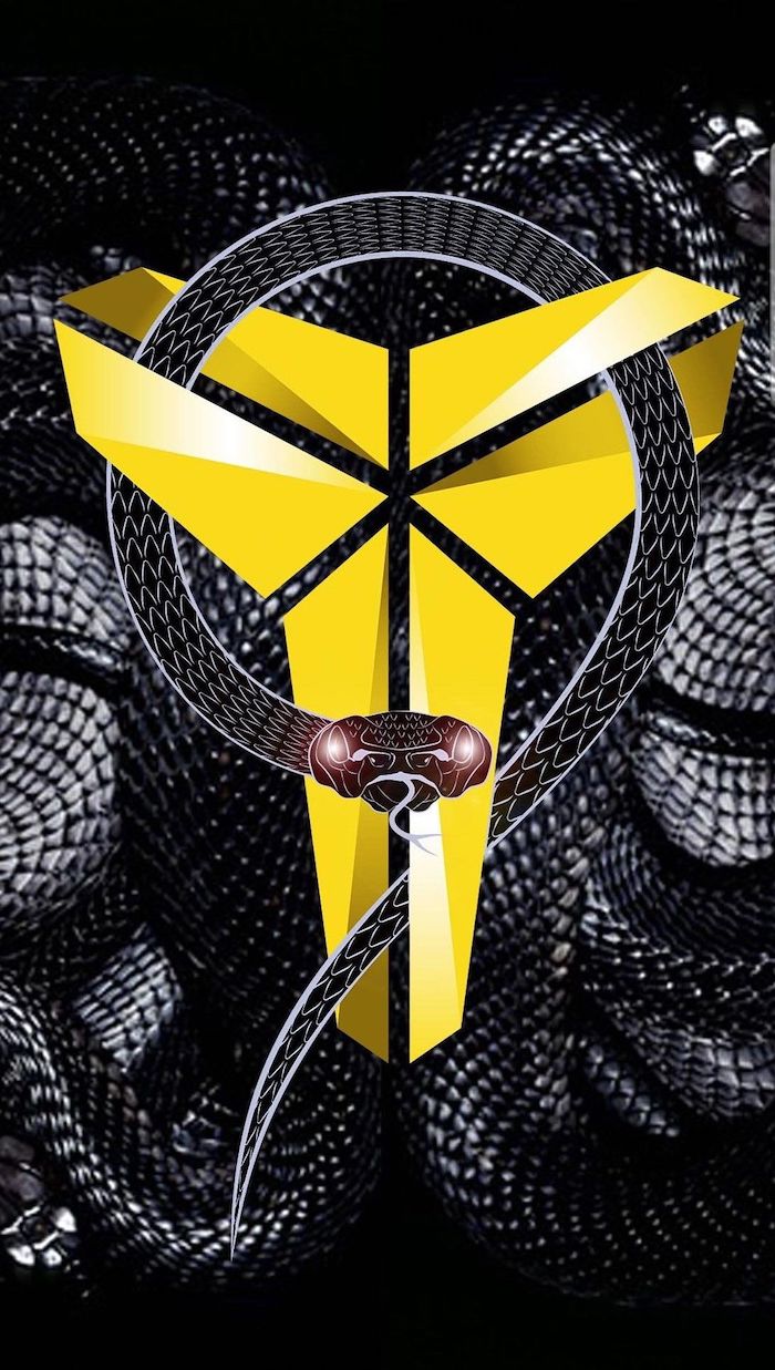 black mamba wrapped around yellow nike kobe logo kobe wallpaper drawing of black mamba black aesthetic