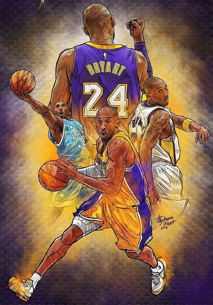 drawings of kobe bryant in different lakers uniforms cool kobe bryant wallpapers holding basketballs